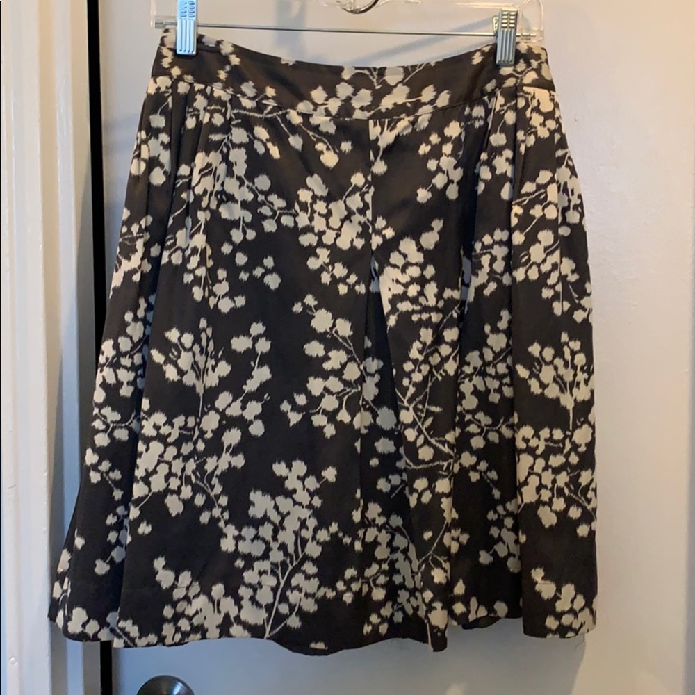 Anthropologie grey floral silk skirt